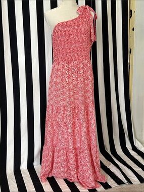One-Shoulder Floral Maxi Dress in Red